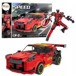Construction Blocks LEANToys Robot-Car 2in1 GT3 Red — 335 pieces