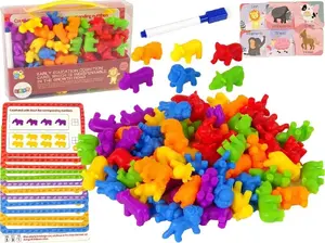 LEANToys Обучающая игрушка Животные Набор карточек Задания Счёт Сортер 60 элементов