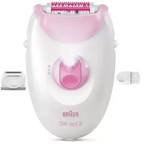 Epilator BRAUN Silk-epil 3 SE3-031 — electric wet & dry hair removal, white/pink
