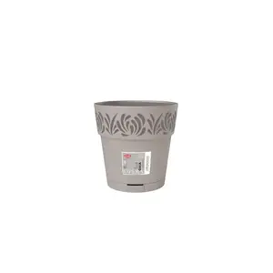 Flower pot with tray Stefanplast Gaia Ø15x15 cm light gray, self-watering, 1.5 L