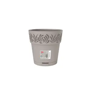 Flower pot with tray stefanplast Gaia Ø20×19 cm light gray, self-watering, 7.5 L