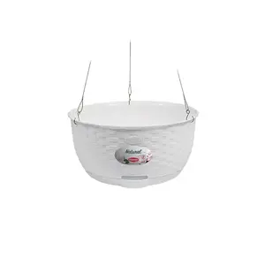 Hanging flower pot stefanplast model 2175501 polypropylene Ø30×14.5 cm with steel hanging kit and drainage base