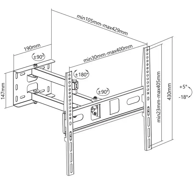 STELL SHO4600 regulējams TV stiprinājums 32"–55" Photo 9