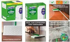 Swiffer sauso grīdas lupatu papildpaka 18 gab. putekļu, netīrumu un matu savākšanai
