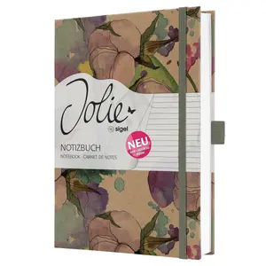 Блокнот sigel Jolie Pure JN855, A5 в линейку, бумага 100 г/м² белая, твердый переплет, Cottonflowers