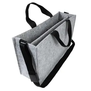 sigel Business felt bag Desk Sharing Bag Classic L BA409, gray synthetic felt, 2 carry handles & adjustable shoulder strap