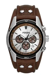 Rokaspulkstenis FOSSIL Coachman CH2565 vīriešu, hronogrāfs, tērauda korpuss, ādas siksniņa