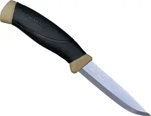 Fixed Blade Knife Morakniv Companion Desert — Stainless Steel Blade, Beech-Khaki Handle
