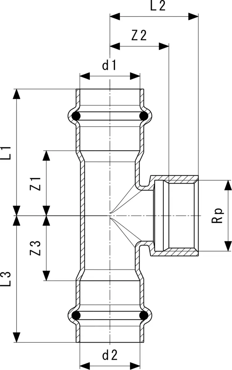VIEGA pipe tee 22 x 1/2" stainless steel 558901 Photo 3