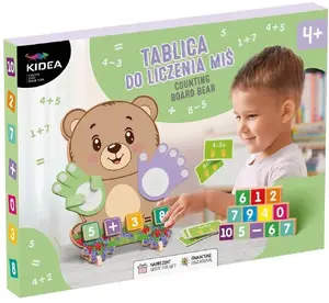 Развивающая счётная доска Derform KIDEA Miś — деревянная арифметическая доска с бусинами и движущимися счётчиками