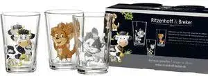 Glass Drinking Glass Set HOFTIERE by ritzenhoff & breker, 3-piece, printed motifs (model 819243)