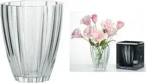 Glass Flower Vase Ritzenhoff & Breker FLORA, transparent conical shape with folded pleat design, 1 piece
