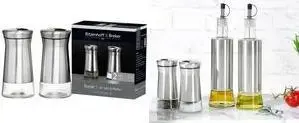 Salt and Pepper Shaker Set ritzenhoff & breker BASIC Glass Container with Stainless Steel Sheath, 1 piece