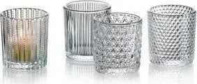 Tealight Holder Set SIENA by ritzenhoff & breker, glass, 4-piece with four different reliefs (MPN 821796)