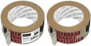 RAADHUIS сигнальная клейкая лента ECO "ZERBRECHLICH" бумажная 50 мм x 50 м, 85 г/м², клей на натуральном каучуке, рвётся вручную