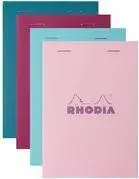 Notepad RHODIA No. 13 DIN A6 grid, colored assortment, head-bound, 80 g/m² paper, pack of 10