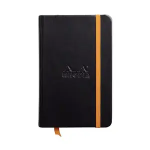 Notepad RHODIA RHODIARAMA 90 x 140 mm lined, black faux-leather hardcover, 96 sheets