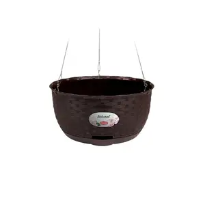 Hanging flower pot stefanplast 2175504 polypropylene Ø30×14.5 cm dark brown, 5.9 L, with steel hanging kit and drainage base