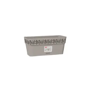 Flower box with tray Stefanplast Gaia with self-watering system, 30 x 13 x 12 cm, 2.75 L, light gray