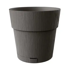 Flower pot with tray stefanplast Ethica Ø40 x 39 cm, plastic self-watering, 31 L, recycled gray