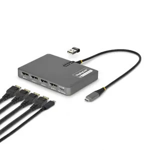Docking adapter StarTech USB-C to Quad-Monitor Workstation Adapter QUAD-USB-DP-ADAPT, 4× DisplayPort 4K 60Hz, 140W PD, USB port