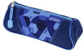 Pencil Case HERLITZ Dreikant 'Blue Goal' Polyester, Single Compartment, Zipper, Triangular Shape