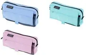 Пенал HERLITZ Schlamper-Etui Pastell Mix, полиэстер, большое основное отделение, 1 сетчатый карман, набор 3 шт.