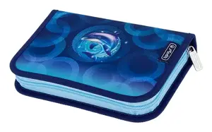 Soft pencil case HERLITZ 400205913 Blue — soft school pencil pouch, polyester, two-flap design