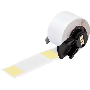 Pašlīmējošas izgrieztas uzlīmes Brady M6-21-427-YL, dzeltenas/caurspīdīgas, 2,54×6,35 cm, 100 gab./ruļļā