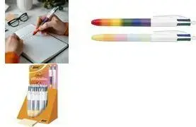 Шариковая ручка BIC 4 Colours Rainbow Mix модель 529672, толщина линии 0,32 мм, чернила синие/красные/зелёные/чёрные, многоцветная выдвижная