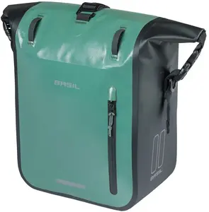 Vienvirziena panniera soma Basil RIVO M 12–15L ar MIK Hooks System, silvergreen/black