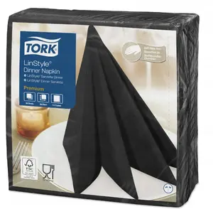 Napkins Tork LinStyle premium — disposable black dinner napkins by Tork, MPN 478726
