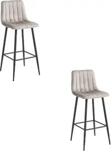 Bar stool LEOBERT POZZA velvet dark beige with black legs and footrest, set of 2