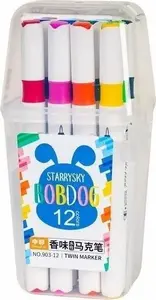 FANDY divpusējs aromātiskais marķieris Bobdog — 12 krāsas, modelis 500847