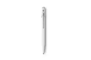 Ballpoint pen Caran d’Arche 849.001 clip-on retractable, blue ink, silver/white finish