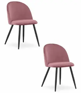 Chair LEOBERT BELLO model_3838_2 - velvet dark pink upholstery, black legs (set of 2)