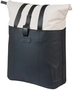 Сумка Basil VIVE Bicycle Shopper с системой MIK Hooks, 15–20 л, водонепроницаемая, бело‑черная