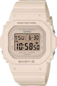 Sporta pulkstenis BABY-G Casio BGD-565U-4ER — digitāls triecienizturīgs ar bēša silikona siksniņu