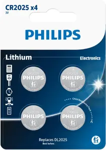 Coin cell lithium battery Philips CR2025 4-pack (CR2025P4-01B)