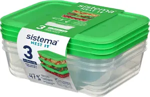 Food storage containers systema by sistema - Nest It 1L 3-pack, BPA-free reusable lunch boxes