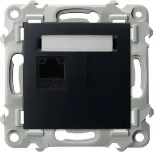 Network socket Ospel Szafir GPK-1Z/K/m/33 single, Category 5e, MMC, black metallic