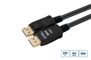 DisplayPort 2.1 kabelis MicroConnect MC-DP-MMG-300V2.1 54 Gbps, paredzēts 16K video pārsūtīšanai