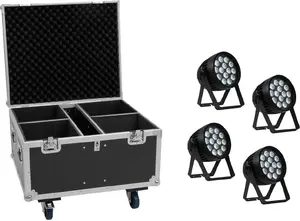 LED Par Light Set EUROLITE AKKU IP PAR 14 HCL QuickDMX – 4× battery par cans with QuickDMX and flightcase