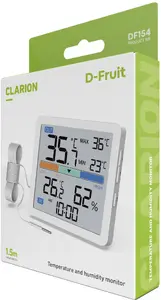 D-Fruit Clarion DF154 wired temperature and humidity monitor with color display and 1.5 m outdoor sensor