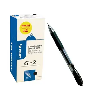 Ручка гелевая с выдвижным стержнем PILOT G-2 VALUE PACK Medium чёрная — набор 20 шт.