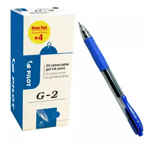 Ручка гелевая с выдвижным стержнем PILOT G-2 VALUE PACK — синие чернила, средний наконечник, 20 шт.