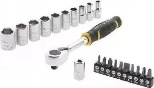 Socket and bit set with 3/8" 120T ratchet, STANLEY SFMMT82680-0, sockets and bits included