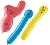 Balloon Papstar 18979 — natural rubber, assorted colors and shapes, printed black faces, single piece
