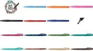 Каллиграфический маркер PENTEL SES15, тёмно-коричневый — кистевая гибкая наконечник, переменная толщина штриха — 1 шт.