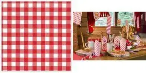 Салфетки Papstar Vichy Karo 330 x 330 мм печатные, 1/4 складка, 1-слойные бумажные, красно-белая клетка